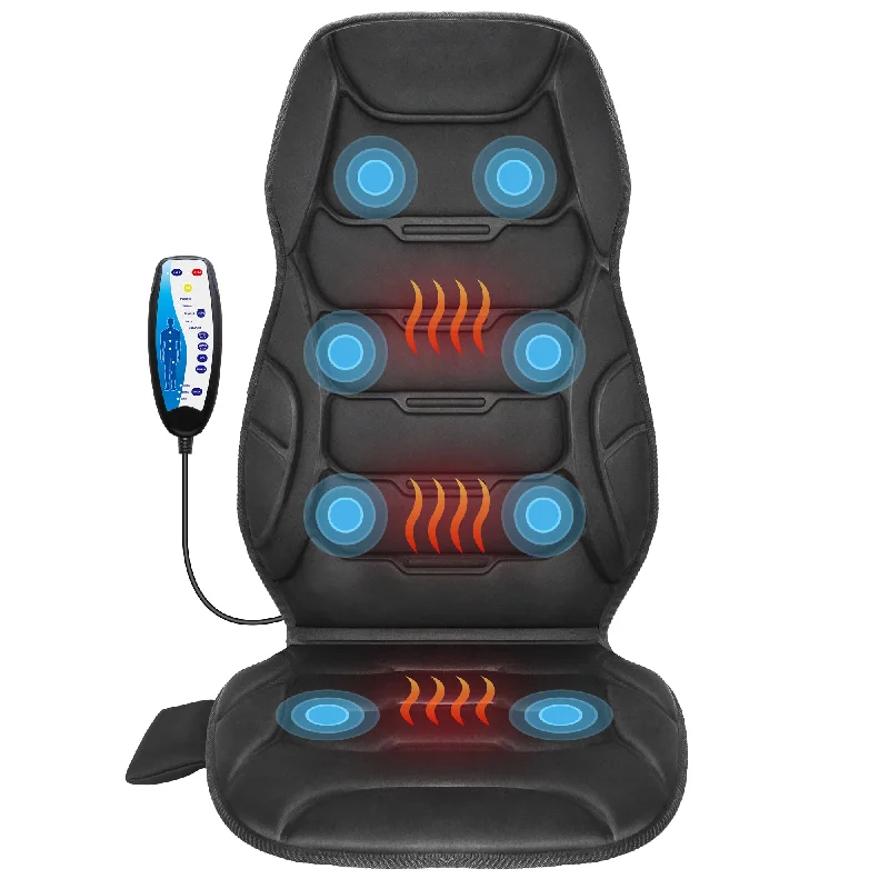 COMFIER Back Massager with Heat, Vibration Massage Seat Cushion with 8 Massage Nodes & 5 Modes, Adjustable Chair Massage Pad for Home Office, Heated Chair Pad CF-2402