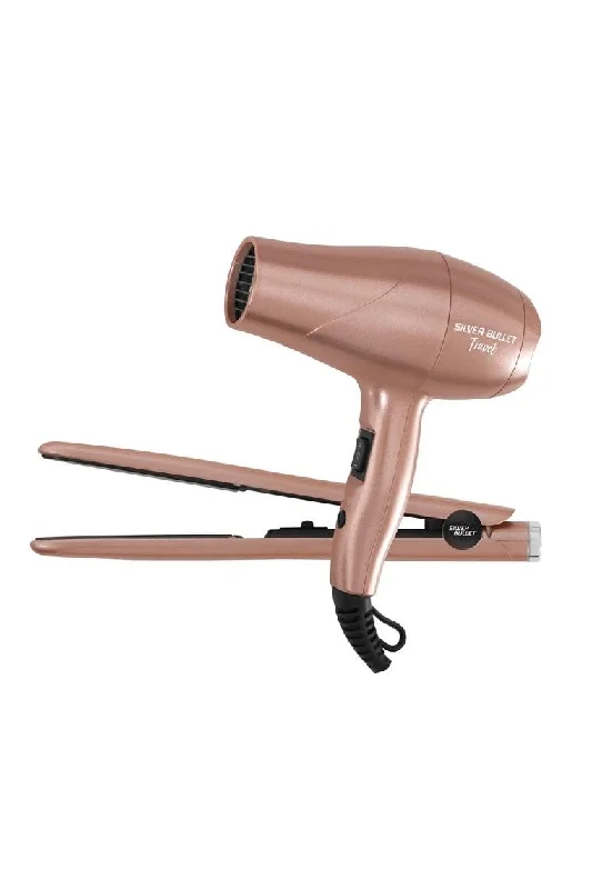 Silver Bullet Luxe Rose Travel Dryer & Straightener